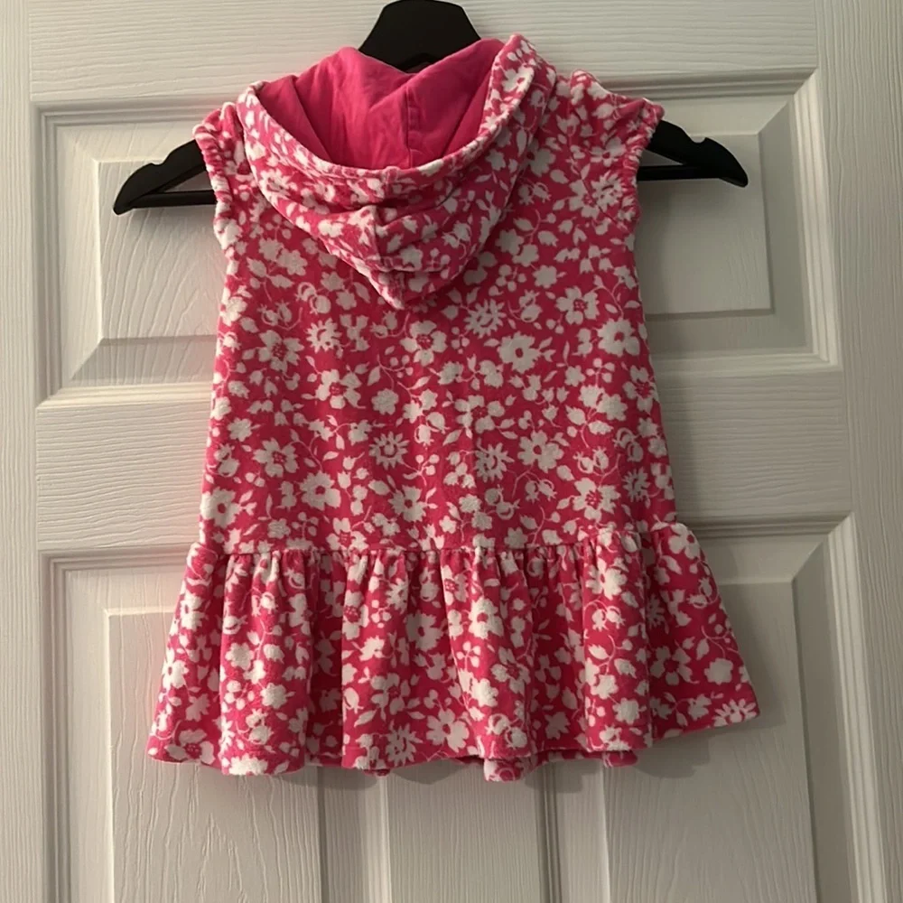 Ralph Lauren Baby Pink Floral Hooded Terry Swim Cover Up Sz 24 months